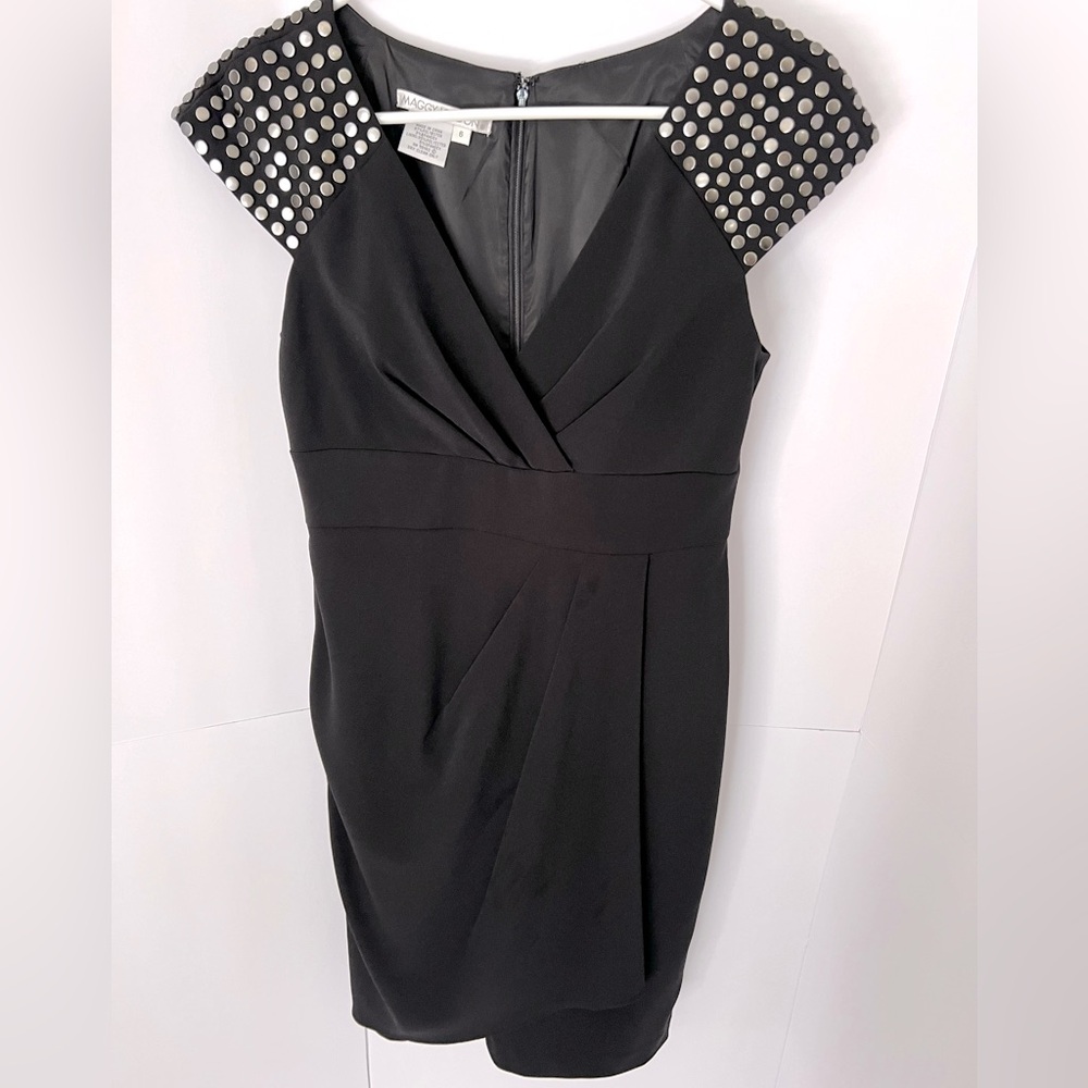 Maggy London Studded Cap Sleeve Little Black Dress 6